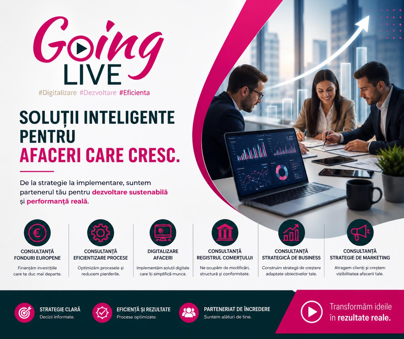 Echipă de consultanță Going Live în discuție strategică